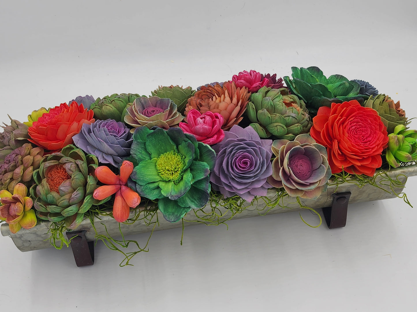 14" Galvanized Succulent Trough
