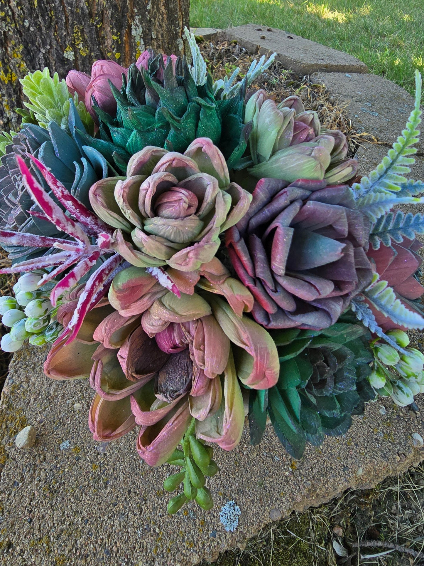 Embossed Skull with Succulents