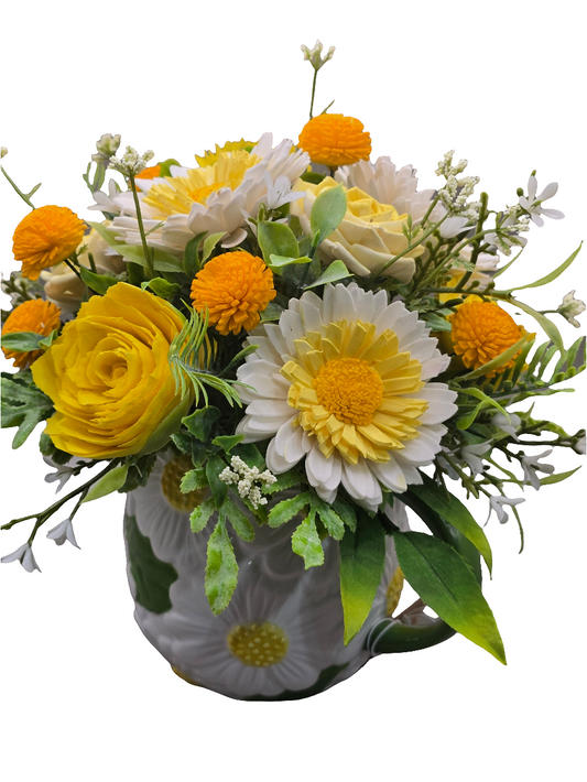 Double Daisy and Rose Mug Arrangement