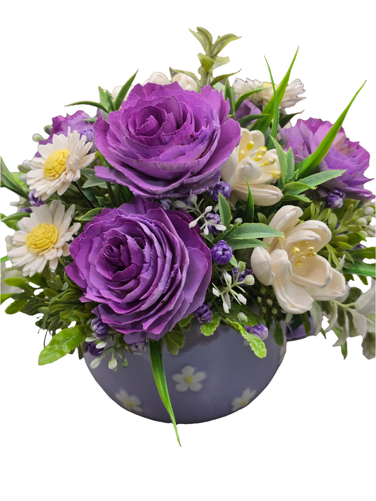 Purple Rose and Miniature Daisy Arrangement